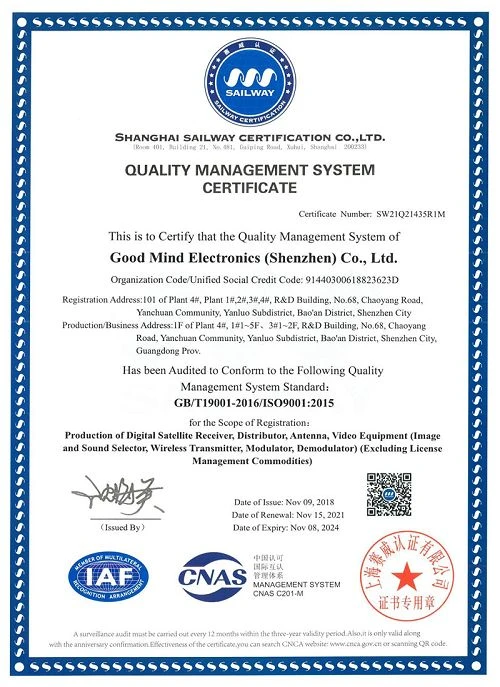 ISO9001 Quality Management System Certificate001